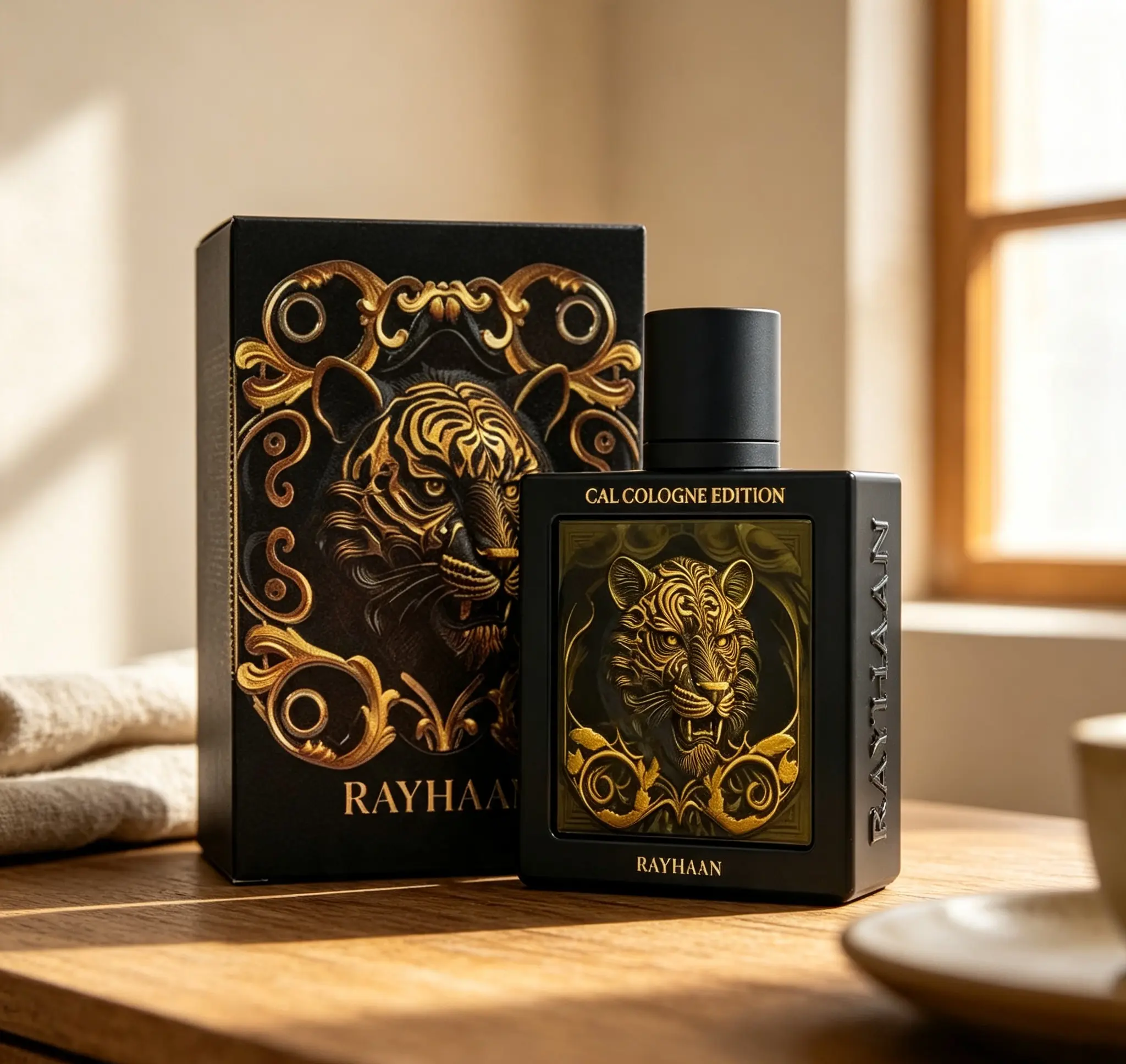 Rayhaan Tiger Cal Cologne Edition Extrait De Parfum Spray 3.4 Ounce 100ml Unisex｜Luxury Spicy Oud Leather Arabian Fragrance｜High‑Concentration Long‑Lasting Scent For Him & Her For Special Occasions