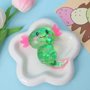 Super good-looking stress relieving tool cartoon sequins salamander pinch music malt sugar decompression toy for students, office workers to release stress, force control pinch