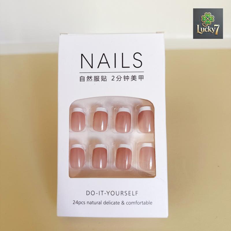 Press On Nails Set | 24-30pcs Fake Nail Tips | French, Leopard, Heart, Black Stiletto, Cartoon, Nude, Glitter for DIY Manicure