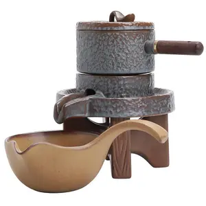 Lazy Stone Grinding Tea Set Single Rotating Water Kung Fu Teapot