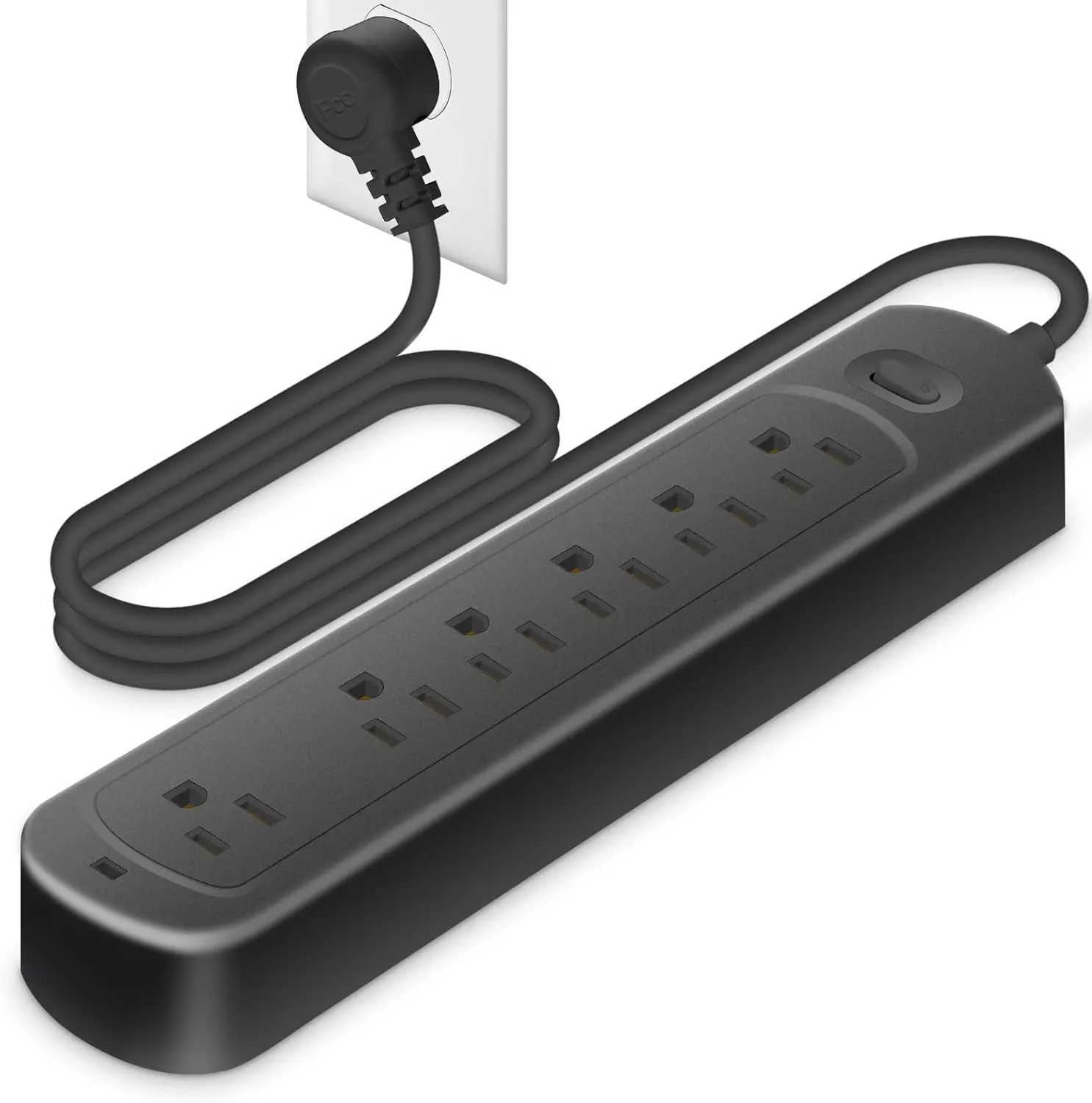 Power Strip Surge Protector Socket, 5/6 Outlets for Multiple Devices, 3.9 Ft Flat Plug Heavy Duty Extension Cord, Power Delivery Charging Power Strip for Home, Office, Dorm Essentials 110V/10A, 20W