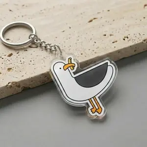 Funny Seagull Keychain, French Fry Thief Acrylic Charm, Cute Beach Bird Keyring, Silly Summer Gift