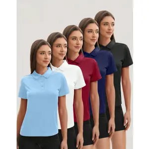 5 Pack Women'S Polo Shirts Short Sleeve 4 Buttons Collared Uniform Tops Moisture-Wicking T-Shirts For Work & Casual dealsforyoudays