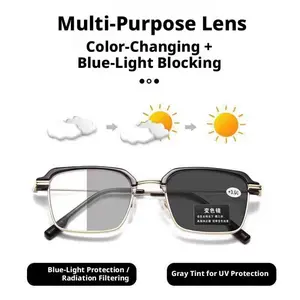 2-in-1 Auto Focus Reading Sunglasses, Polarized UV Protection Anti Glare Readers, Smart Transition Presbyopic Glasses, Lightweight Portable Eyewear for Reading Driving, Ideal Gift for Seniors Men Women, Free Glasses Case