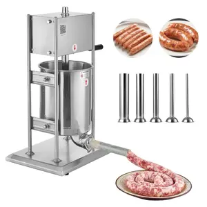 VEVOR Manual Sausage Stuffer, 22 LBS/ 10 L Vertical Meat Stuffer, Dual-Speed Sausage Casing Meat Filling Machine, Stainless Steel Heavy Duty Filler with 5 Stuffing Tubes, for Commercial Home Use