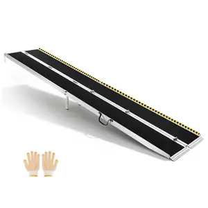 【fathersdaygift】VEVOR Portable Wheelchair Ramp, 12FT, Non-Slip Aluminum Folding Handicap Ramp for Wheelchair, 800 lbs Capacity, Door Threshold Ramps for Home Steps, Stairs, Entry, Threshold, Doorways, Scooter, Curbs