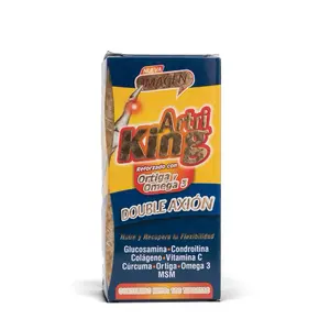 Artri KING Reforzado with Orthiga & Omega 3 Glucosamine Vitamin Turmeric Collagen 100 Tabs for Joint Health, supplements eocute natural capsules Colagen