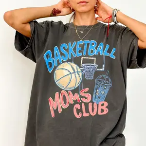 Basketball Moms Club Comfort Colors T-Shirt, Gameday Doodle Basketball Tee, Trendy Women's Basketball Shirt, Sports Mom Shirt, Game Day Tee