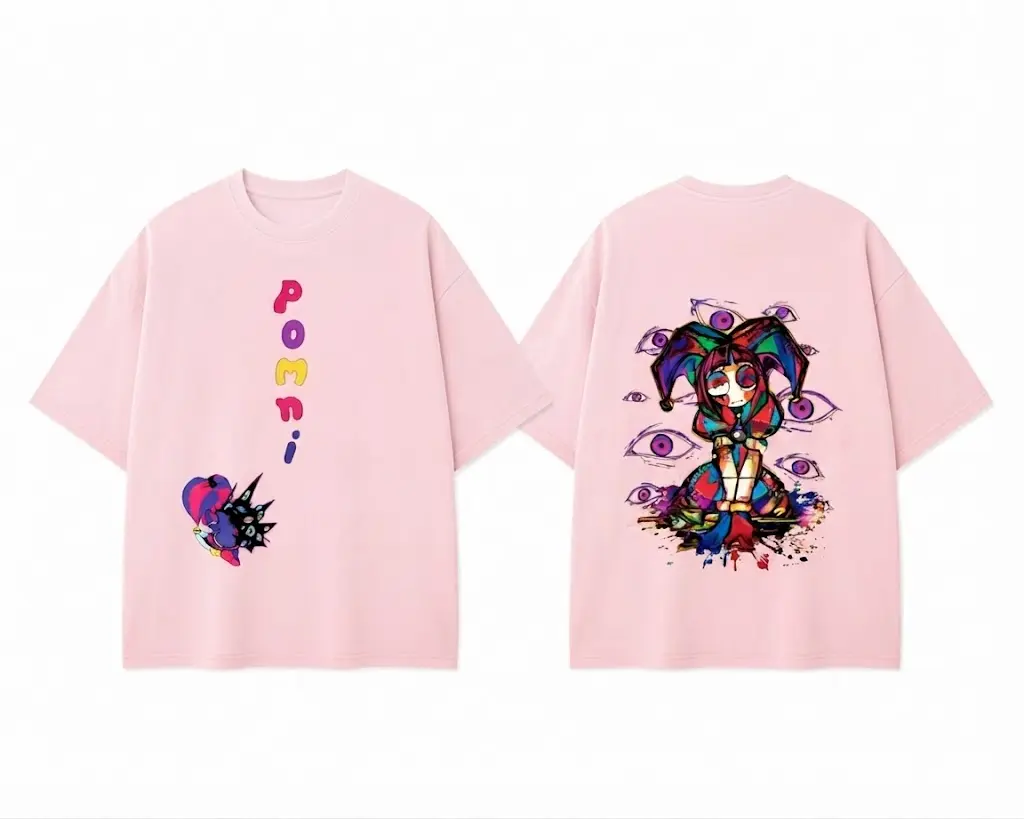 The Amazing Digital Circus Pomni Graphic Tee Oversized Pink Streetwear T-Shirt