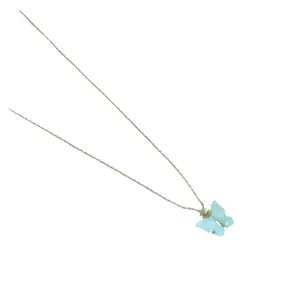 Pastel Butterfly Pendant Necklace Gold Chain