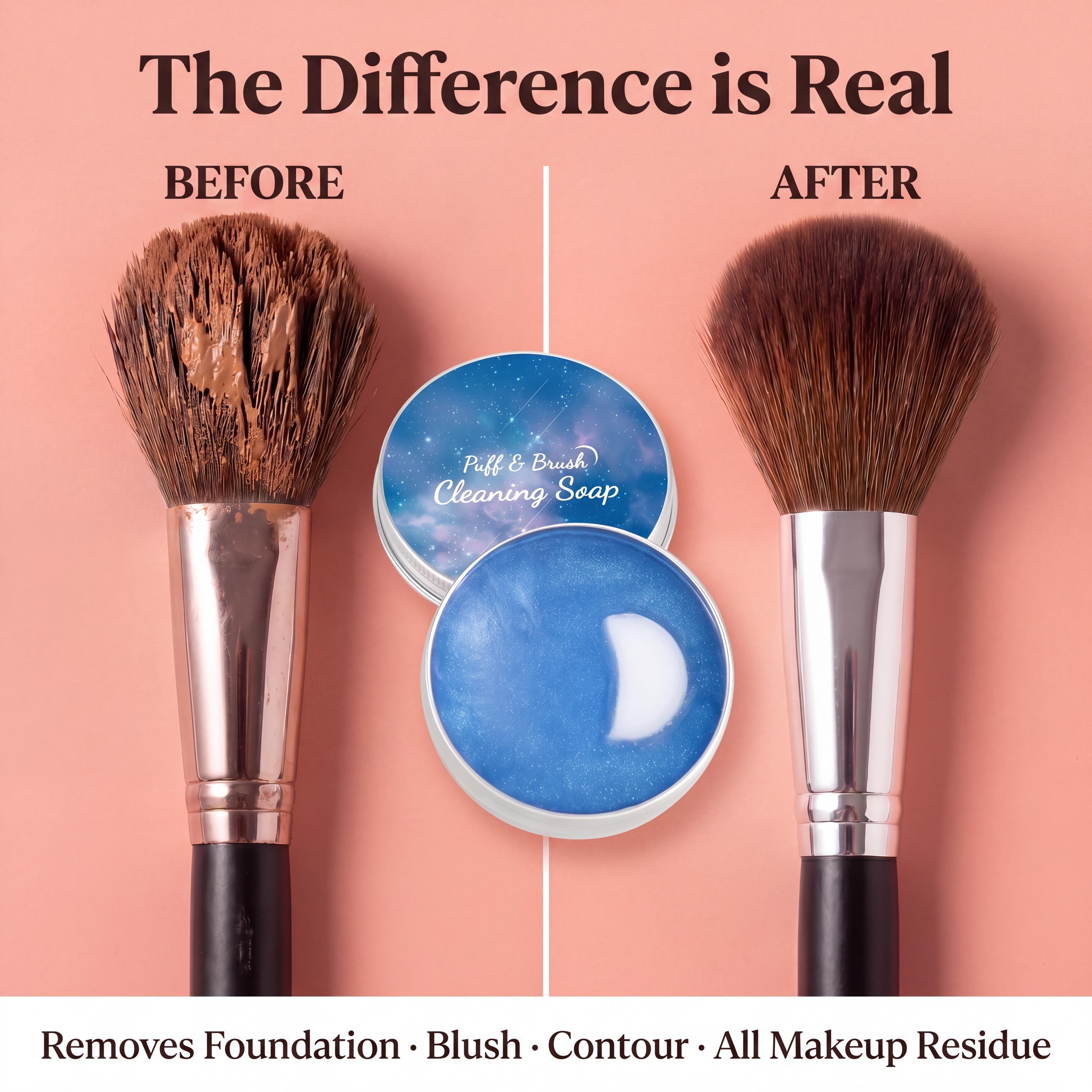 Cruelty-Free Vegan Makeup Brush Cleaner Bar (Bar Form) with Silicone Pad - 100g/3.53oz Deep Cleansing Soap for Brushes & Sponges, Removes Waterproof Cosmetics, Contour, Eyeshadow, Foundation, Enables Flawless Cleaning