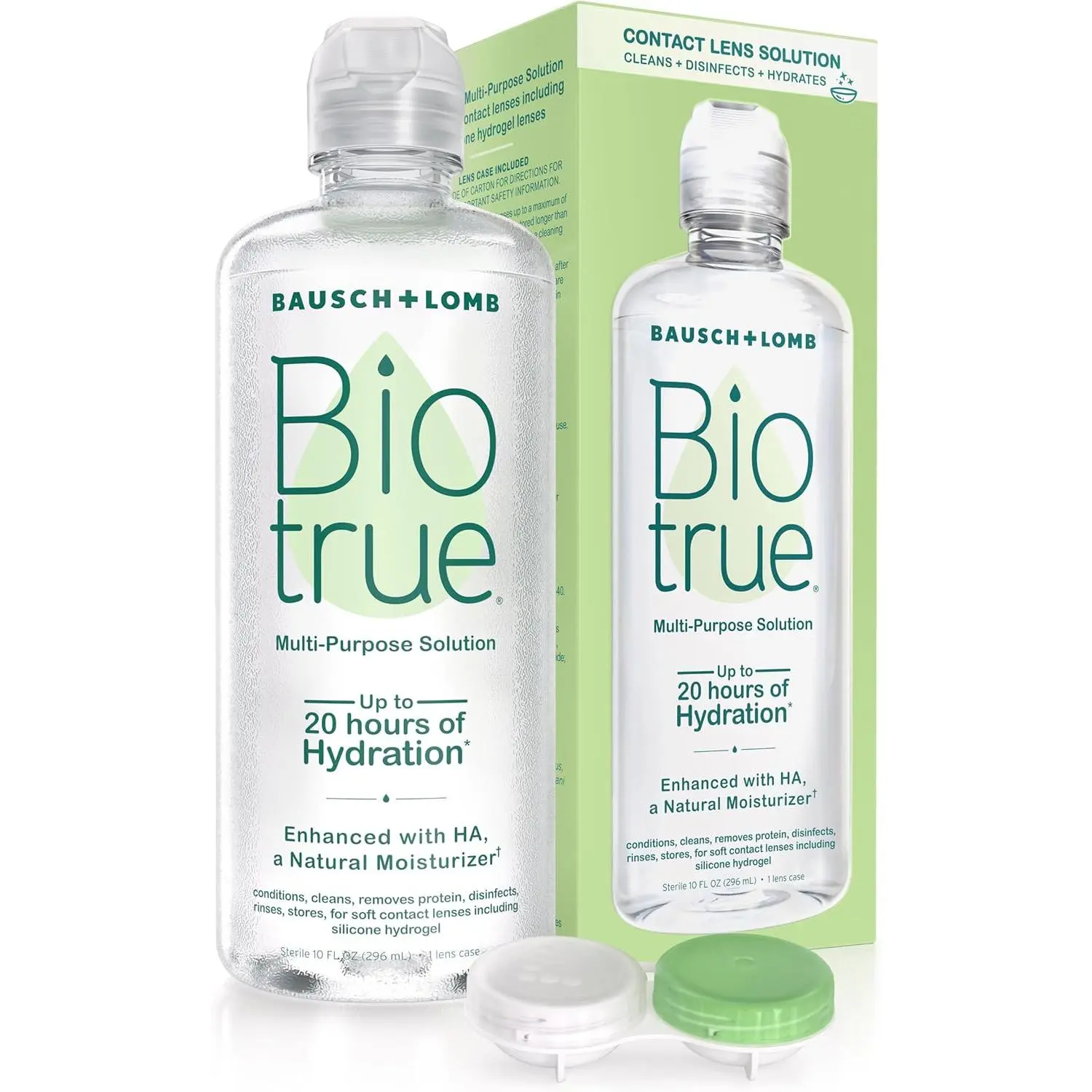 Biotrue Contact Solution, Multi-Purpose Solution with Lens Case, Cleans, Conditions, Hydrates, Disinfects, Removes Protein, Dirt & Debris, Contact Lens Cleaner & Storage, 10 Fl Oz (Pack of 1)