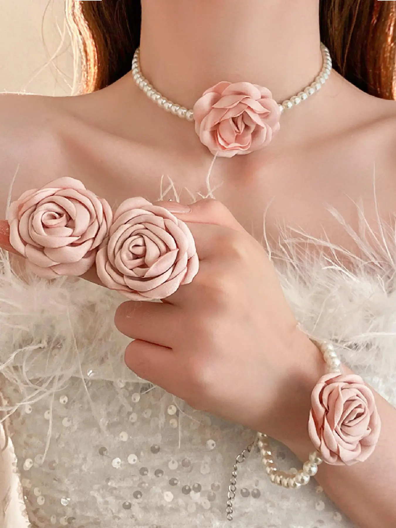 Women's Elegant Rose Design Jewelry Set, Fashion Necklace & Dangle Earrings & Ring & Bracelet for Party, Daily Decor, Trendy All-match & Exquisite Jewelry for Birthday Gift, Fashionable Jewelry Set, Jewellery Gift Set, Necklaces Earrings Set