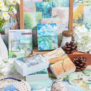 Seasonal Scenery Theme Sticky Notes, Non-Stick Paper Material, Decorative Scrapbooking Diary Supplies, 200 Sheets Per Pack, DIY Sticker Paper, Graphic Decal, Scrapbook Materials