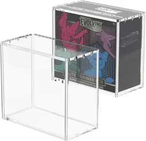 Acrylic ETB Protector Case with Magnetic Lid, Clear Stackable Display Box for Sealed Trading Card Boxes