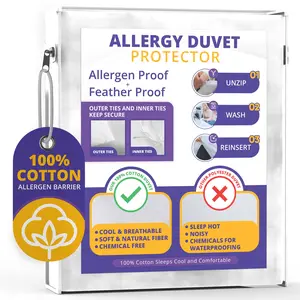 Allersoft| All Cotton Dust, Pet Dander, Feather, Pollen & Allergy Control Duvet Protector (66x86)