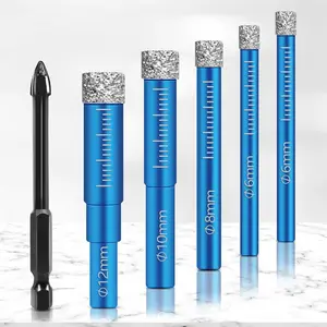 6 count  Drill Bits Set for Porcelain, Ceramic, Glass & Tile - Masonry Drill Bit Set for Various Tiles Marble, Includes Cooling Wax for Efficient and  Drilling