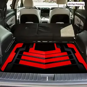 2D Flat Printing Red And Black Technology Style Car Trunk Pad, Eye-catching Design Adds A Sense Of Trend to The Rear Of The Car, Unique Design Adds Color to The Rear Of The Car, Classic Brand Elements Guard The Rear Of The Car, Truck And SUV, 2D Flat