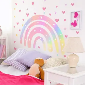 Rainbow & Star & Heart Pattern Wall Sticker, 4 Counts/set Self Adhesive Wall Decal, Decorative Sticker for Home Bedroom Living Room, Stickers Decor