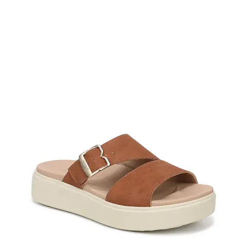 Dr. Scholl's Women's Madison Cloud Slide Sandals - Shoes for Women, Lightweight Chic Minimalist Casual Slip-On, Double Strap Adjustable Fit Elevated Platform Heel Footwear with Foam Bed, Buckle Fasten for Busy Days