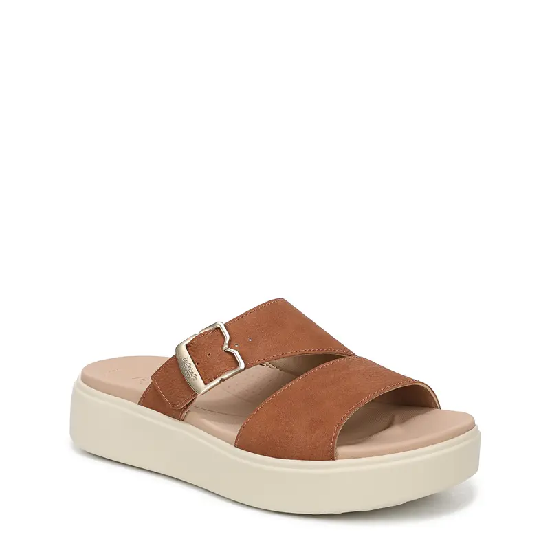 Dr. Scholl's Women's Madison Cloud Slide Sandals - Shoes for Women, Lightweight Chic Minimalist Casual Slip-On, Double Strap Adjustable Fit Elevated Platform Heel Footwear with Foam Bed, Buckle Fasten for Busy Days