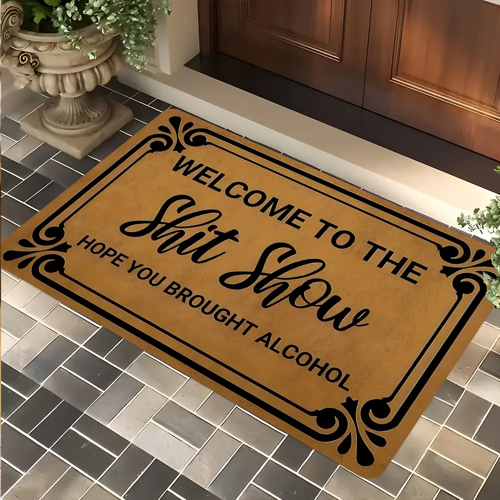 Humor Welcome To The Shit Show Mat, Funny Doormat, Entry Door Mat, Vintage Design Entrance Rug, Non Slip Rug, Highly Absorbent Floor Mats, Anti-slip Quick drying Soft Carpets, Indoor Outdoor Entrance Carpet Home Decor, Gifts