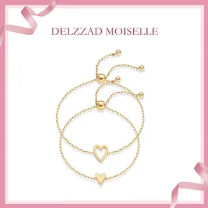 Delzzad BFF Friendship Heart Letter Bracelets Adjustable Matching Bracelets 14K Gold-plated Chain Daily Costume Jewelry Accessories Perfect Birthday Anniversary Gift for Women for Mom