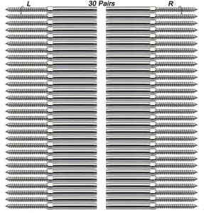 3/16 T316 Stainless Steel  Railing Hardware, Railing Kit, 30 Pairs Swage Lag Screws Left & Right