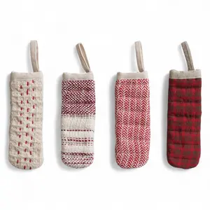 Hand-Embroidered Kantha Christmas Pot Handle Covers | 4 Styles