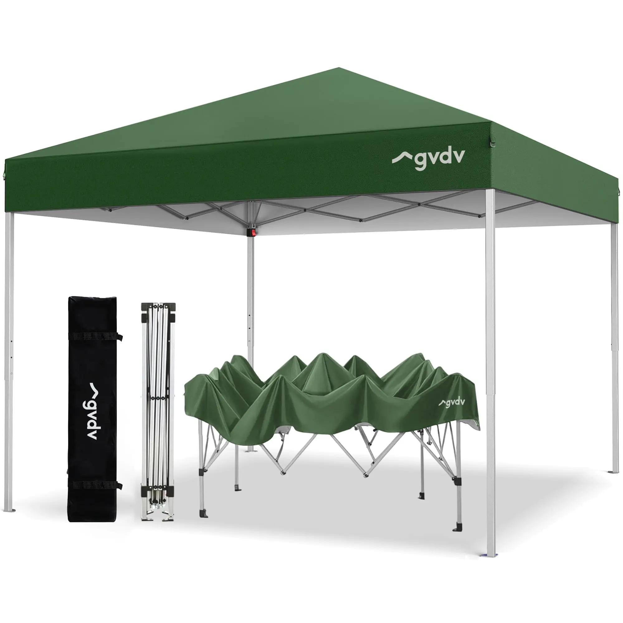 GVDV 10x10 ft Easy Pop-Up Outdoor Canopy Tent, Portable Straight-Leg Instant Camping Gazebo Shelter