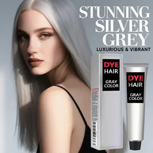 3.38 oz Silvery Gray Natural Hair Dye Cream,Fashion Silvery Hair Dye,Instant Natural Harmless Hair Color Cream,Unisex Fashion Dye for All Hair Types,Perfect As a Holiday Gift