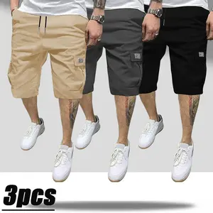 Men's Summer Casual Cargo Shorts in Minimalist Japanese Style Versatile Wear Resistant Wrinkle Resistant Skin Friendly Lightweight Fabric Loose Straight Cut Multiple Pockets Suitable for Students Menswear Tropical