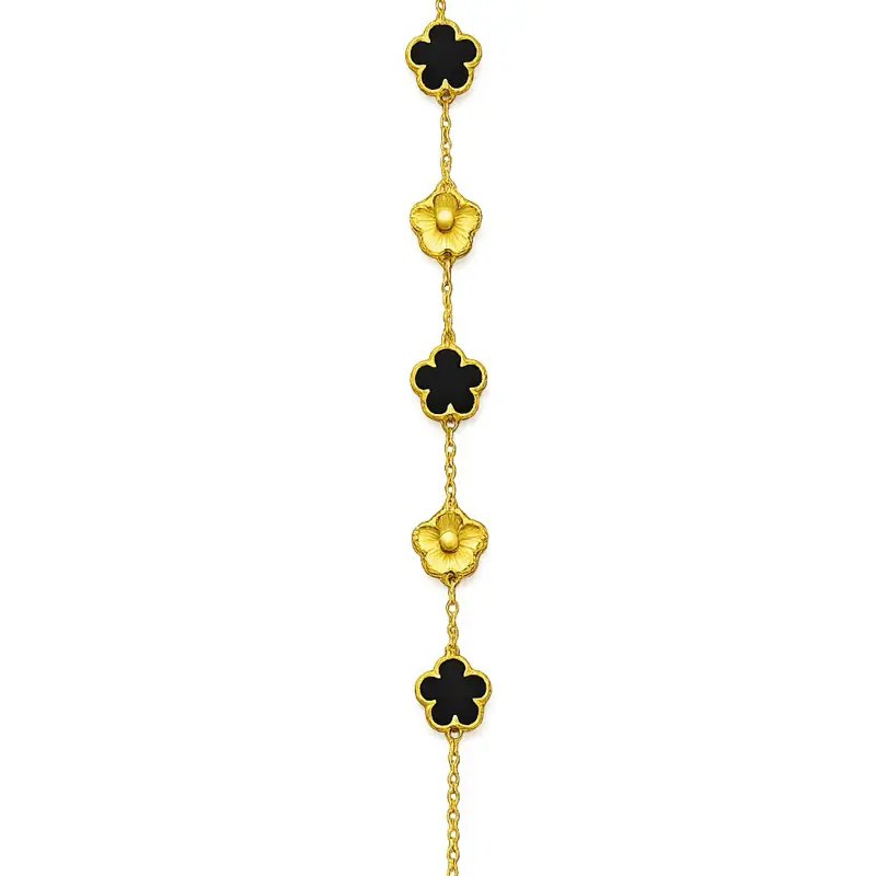Women’s Black  Bracelet 18K Gold Plated Adjustable Bracelet