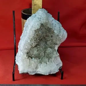 Smoky quartz geode chunk with white aragonite