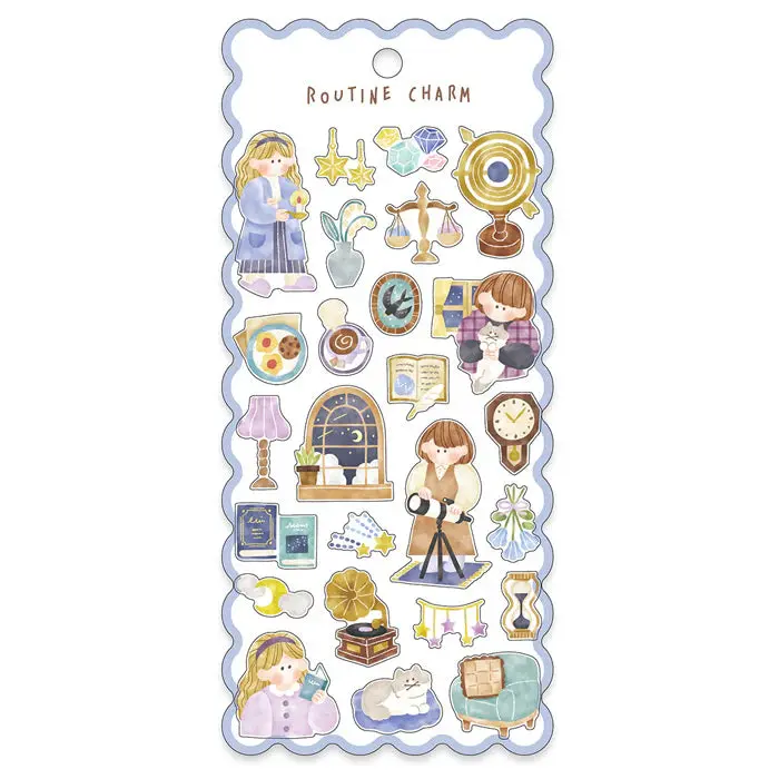 Mind Wave Routine Charm Stickers – Transparent Matte PET Sticker Sheet (4 Variants)