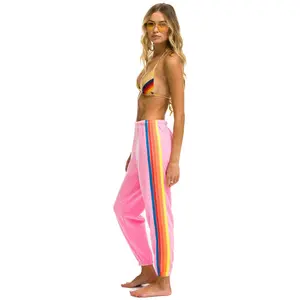 5 STRIPE SWEATPANTS - NEON PINK // NEON RAINBOW