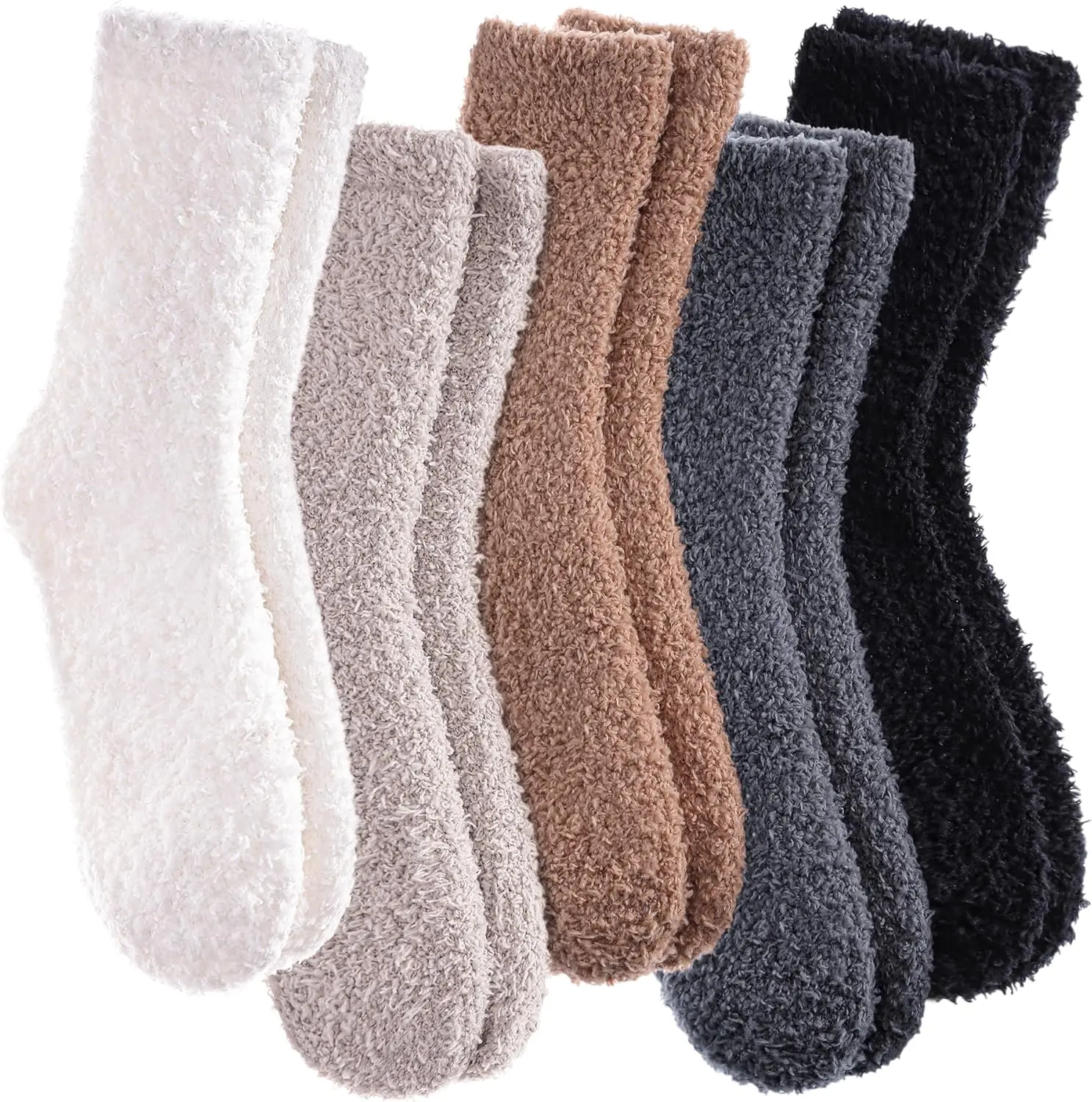 Women's Fluffy Crew Socks, Buttersoft Polyester Spandex Stretch Blend, Cozy Thermal Slipper Boot Socks for Winter