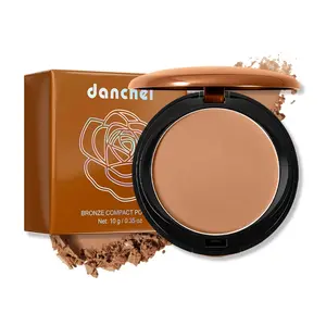 danchel Bronze Compact Powder with Mirror & Puff, Long-Lasting Wear, Crease-Proof & Non-Caking, Soft Matte Bronze Finish, Natural Sun-Kissed Glow, Buildable Coverage, Available in 6 Shades
