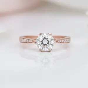 14k Rose Gold 1.0 Ct Diamond Option 6 Prong Solitaire Engagement Ring
