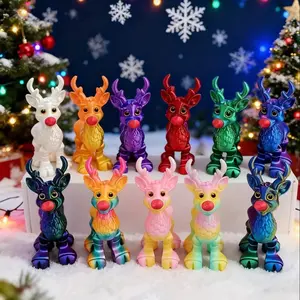 3D Printed Traditional Christmas Sleigh Reindeer Statue, Holiday Nose Decoration, Perfect for Festive Celebrations, Home Decor Collection, Room Decoration Ornaments