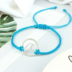 Creative Couple Bracelet Bohemian Colored Wax Thread Hand Rope Handwoven Wave Hand Jewelry