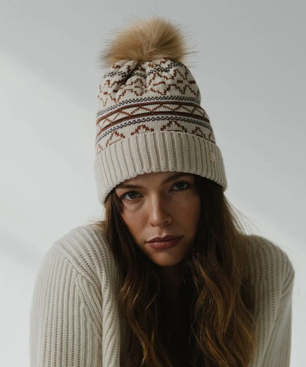 Aspen Knit Print Beanie - Soft Knit Fabric, Round Design, Versatile Fit, Ideal for Cold Weather
