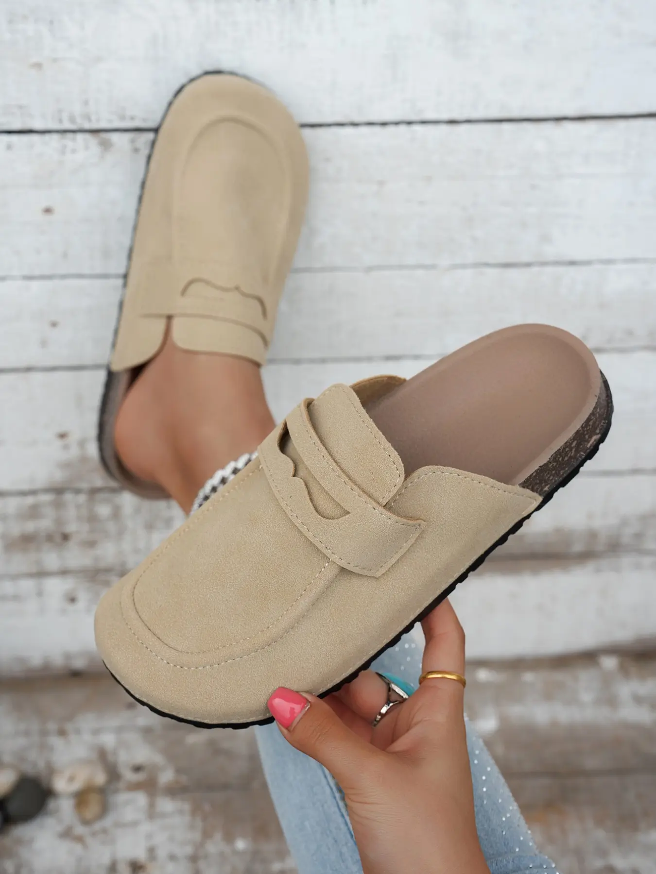 Women's Suede-Like Mule Clogs, Retro Slip-On Platform Loafers, Comfortable Cork Sole, Casual Slippers for Daily Wear, Office & Street Style, Platform Mules, Shoes Mules