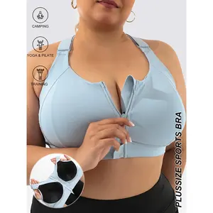 Plus-Size Women'S Sports Bra with a Front Zipper for High Support And Shock Resistance, Featuring Adjustable Design, Comfort, Athletic Style, And Fashion - Suitable for Indoor Workouts And Outdoor Activities, Women'S Activewear