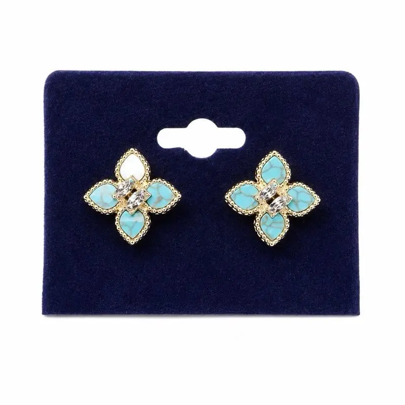 Gold-Plated Turquoise Magnesite CZ Stud Earrings