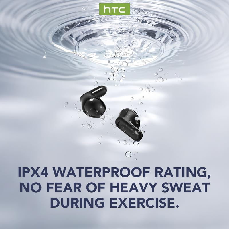 HTC NE20 - Wireless Bluetooth Earphones, LED Screen, Bluetooth 5.4, Charging Box, IPX4 Waterproof, Built-in Microphone. Suitable for office, sports, study and voic