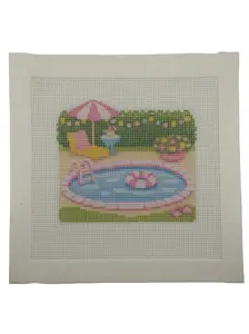 Lizzy Claire's Happy Neighborhood Pool Needlepoint Canvas
