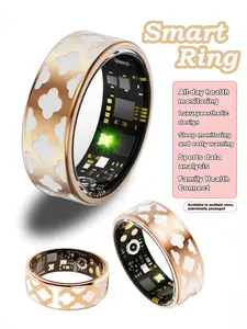 Rose Gold Enamel Rhombus Smart Ring, Blood Pressure, Oxygen, Sleep, Heart Rate, Step Counter, Waterproof, Health Monitor, Party Essential