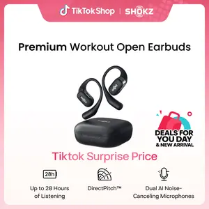 SHOKZ OpenFit - Open-Ear Wireless Bluetooth Headphones with Microphone, Sweat Resistant, Fast Charging,28HRS Playtime,Compatible with iPhone & Android