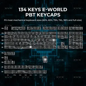 XVX E-World Cherry Profile Shine-Through Side-print Double shot PBT Keycap Set 134-key（only keycap, not include a keyboard）